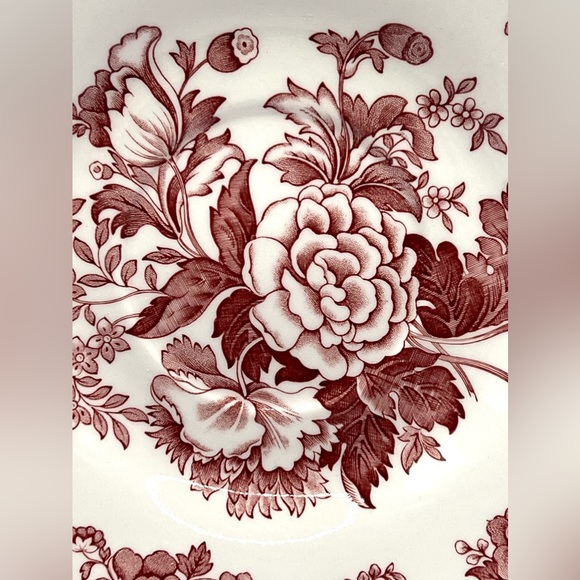 Spode England Archive Collection British Flowers White Plate/Saucer Red Flowers - Picture 7 of 11